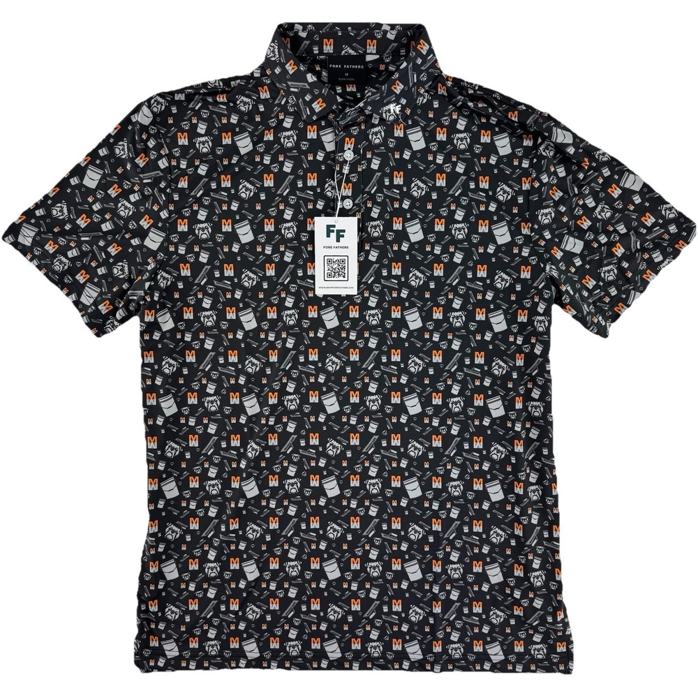 Fore Fathers Golf Polo Shirt Mens Medium‎ Bulldog All Over Print